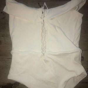 Lspace off the shoulder one piece bathing suit